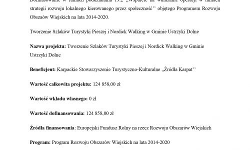 Realizacja projektu - Tworzenie Funkcjonalnej Sieci Szlaków Turystyki Pieszej i Nordic Walking